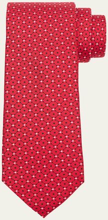 Ermenegildo Zegna Mens Lattice-Print Silk Tie