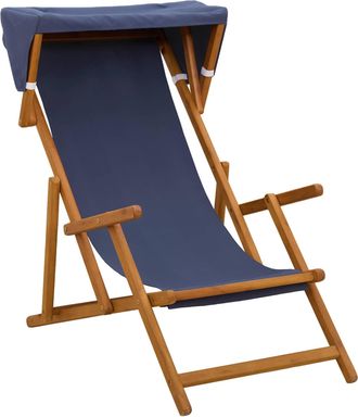 vidaXL Silla De Terraza 3 Posici&oacute;n Madera De Eucalipto Maciza Azul Vidaxl