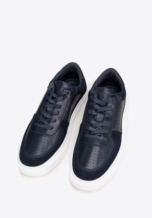 Wittchen Heren Marineblauwe Leren Sneakers