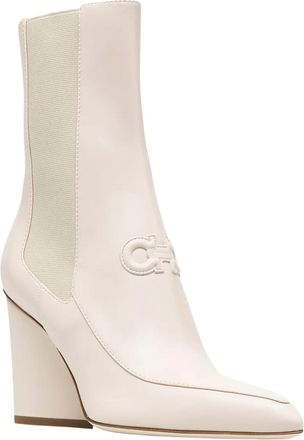 Ferragamo Womens Gancini Booties In White