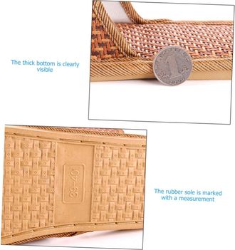 UPKOCH Casual Rattan Woven Slippers Lightweight Summer Cool Sandals with Non-slip Platform Sole for Home Women Brown Breathable Indoor Footwear