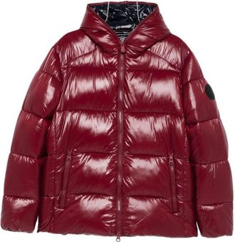 Save The Duck Padded Burgundy Jacket With Horizontal Quilting