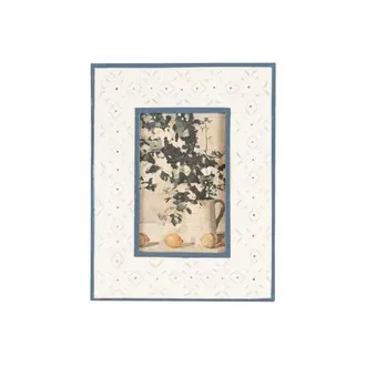Foreside Home And Garden 4x6 Blue & Cream Rustic Mango Wood Geometric Pattern Photo Frame in White at Nordstrom, Size Medium