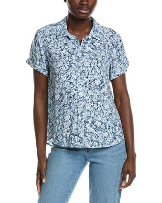 DKNY Dkny Cuffed Button High Low Shirt