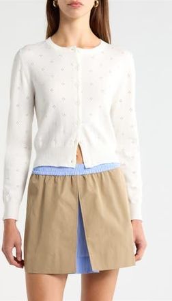 ASTR the Label Denise Button Front Cardigan in Off White at Nordstrom Rack, Size X-Large