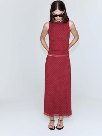 Mango Gonna tulle stampa pois rosso - Donna - XS - MANGO