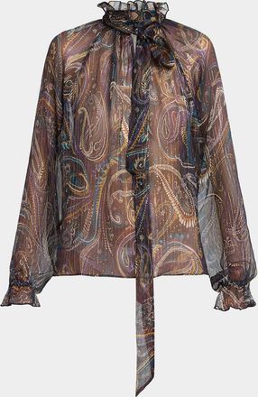 Etro Paisley Semi-Sheer Silk Blouse