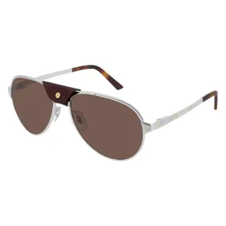 Cartier Santos de Cartier Brown Pilot Mens Sunglasses CT0034S 009 59