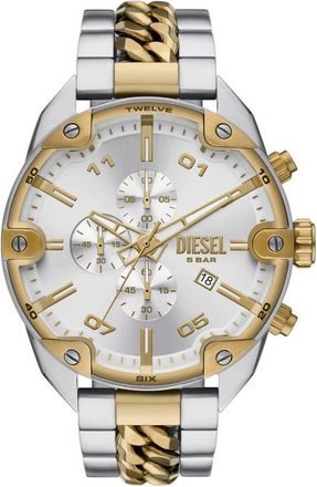 Diesel Spiked Chronograph Two-Tone Bracelet Watch, 49mm in Two Tone at Nordstrom