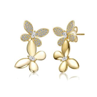 Rachel Glauber 14K Gold Plated with Cubic Zirconia Butterfly Earrings
