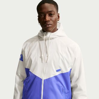 Nike Mens Windrunner Graphic Woven Jacket in White | IF0876-133