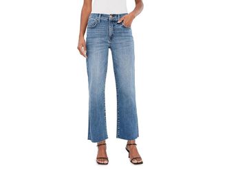 Kut from the Kloth Petite Avery High-Rise Fab Ab Easy Straight Leg Raw Hem Womens Jeans Building : 18P 28, Cotton/Denim/Polyester
