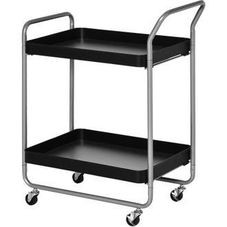 HOMCOM Carrello da Cucina a 2 Livelli con Ruote e Maniglie Nero - Homcom