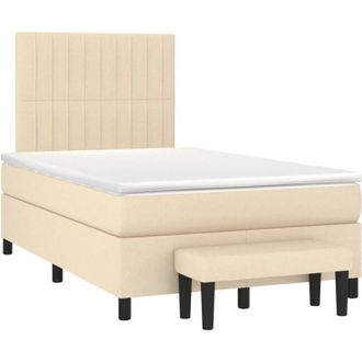 vidaXL Cama Box Spring Con Colch&oacute;n Tela Color Crema 120x200 Cm Vidaxl