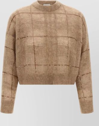Brunello Cucinelli sequin check cropped knitted top