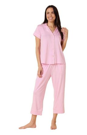 The Cats Pajamas Pima Knit Capri Set in Pink Moment at Nordstrom, Size Xx-Large