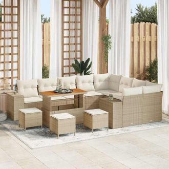vidaXL Vidaxl - Conjunto De Sof&aacute; De Jard&iacute;n 13 Pcs Beige, Crema 110 X 55 X 71 Cm