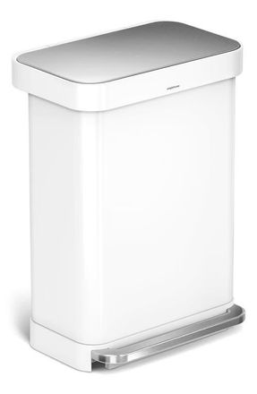 Simplehuman 55L rectangular step can with liner pocket in White at Nordstrom