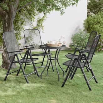vidaXL Vidaxl - Sedie Giardino Pieghevoli 4 pz Rete Metallica Espansa Antracite