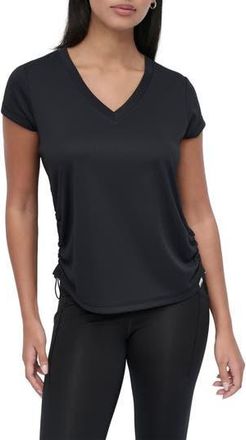 DKNY Side Ruched Tech T-Shirt in Black at Nordstrom Rack, Size Small