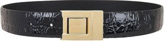 Saint Laurent Croc-Embossed Boucle La 76 Belt, Size 80