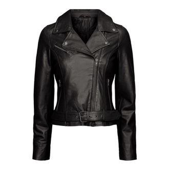 BTF-CPH Zwarte Bikerjas met Ritsdetails - Dames - Leren en Su&egrave;de Jassen - Zwart - XS - Leer - Jassen