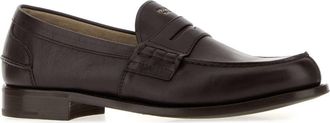 Prada Mens Dark Brown Leather Loafers Moro Mocassini