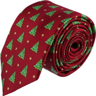 Trafalgar Store Big and Tall Oh Christmas Tree Novelty Silk Necktie in Red at Nordstrom