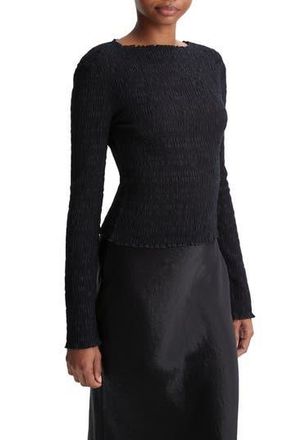 Vince Smocked Long Sleeve Top in Black at Nordstrom Rack, Size X-Large