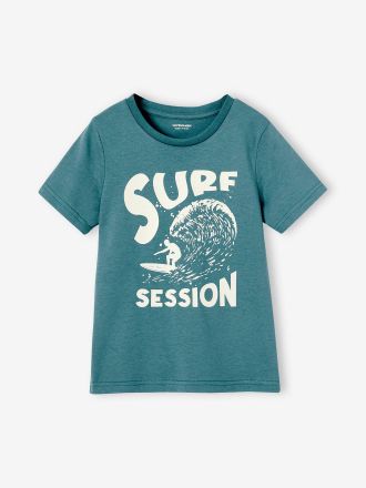 Vertbaudet Jungen T-Shirt BASIC mit Print vorn petrol