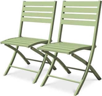 DCB Garden Lote de 2 sillas de jard&iacute;n plegables de aluminio