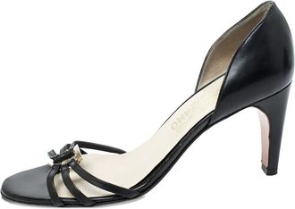 Ferragamo Sandali in pelle a punta aperta 75mm - Nero