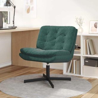 vidaXL Poltrona Relax con Base Girevole Verde scuro 63 x 75 x 76 cm - Vidaxl