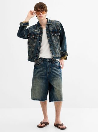 True Religion Mens Dusty-indigo XL jort Baggy fit