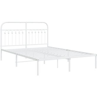 vidaXL Estructura Cama Sin Colch&oacute;n Con Cabecero Metal Blanco 140x200cm Vidaxl