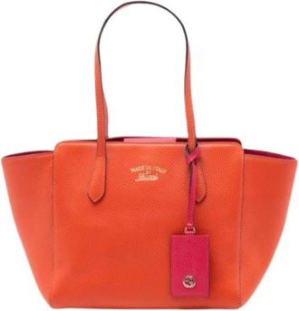 Gucci Pre-owned Tote Bags, female, Orange, Size: ONE SIZE Pre-owned Leather Tote