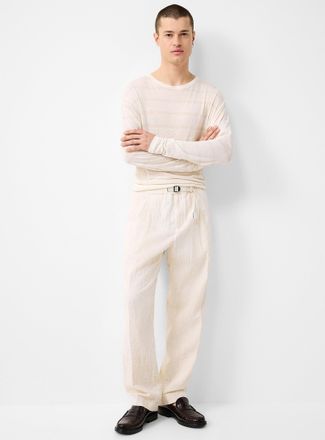 White Sand Mens Crinkled jacquard pant Tapered fit