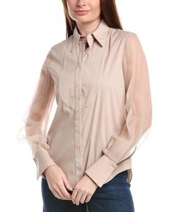 Brunello Cucinelli Silk Sleeve Blouse