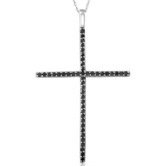 Pompeii3 White Gold 1/2ct Black Diamond Cross Pendant Necklace