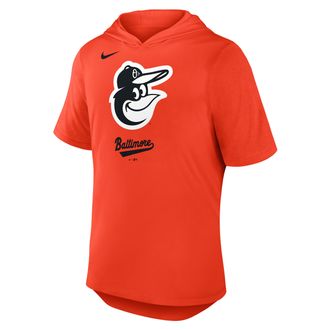 Nike Baltimore Orioles Logo Nike Mens Dri-FIT MLB Hooded T-Shirt in Orange | 03NB03ANOLE-C8M