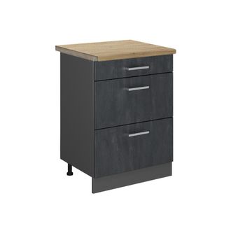 Vicco Mueble Bajo De Cocina R-line, Hormig&oacute;n Negro, 60 Cm Et Roble
