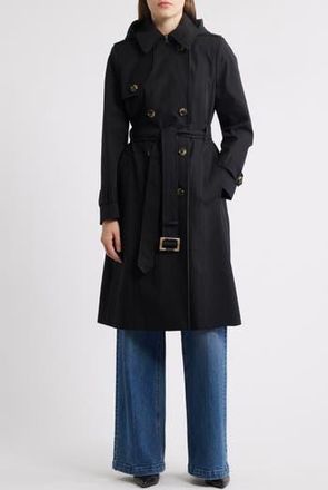 London Fog Heritage Trench Raincoat with Removable Hood in Black at Nordstrom Rack, Size X-Small