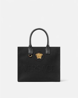 Versace La Medusa Canvas Small Tote Bag