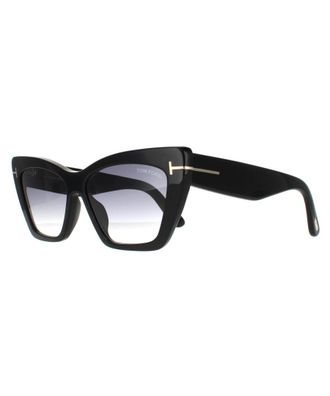 Tom Ford Cat Eye Womens Shiny Black Grey Smoke Gradient - One Size