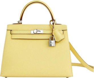 Herm&egrave;s Herm&egrave;s Jaune Kelly 25 cm in Epsom Leather with Palladium Hardware