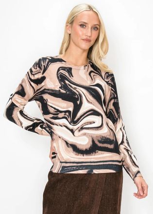 YAL New York Abstract Print Fine Knit Sweater