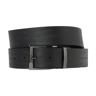 Emporio Armani Cintura Reversibile con Lettere Impresse All-Over - - Accessories - Uomo - Nero - ONE SIZE