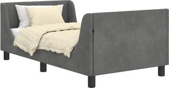 vidaXL Cama Para Ni&ntilde;os Con Cabecero Gris Oscuro 80 X 160 Cm Terciopelo Vidaxl
