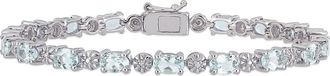 Delmar Sterling Silver Aquamarine Diamond Bracelet in White at Nordstrom Rack