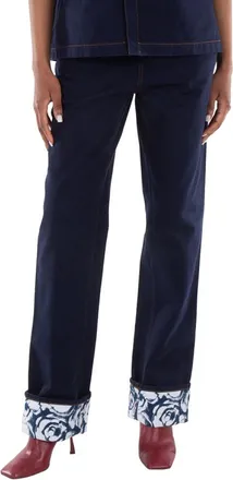 Burberry Contrast Cuff Boyfriend Denim Trousers, Waist Size 27